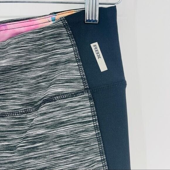 RBX High Waist Leggings Womens Small Black Workout Athletic Yoga Floral Stretch - Picture 5 of 7